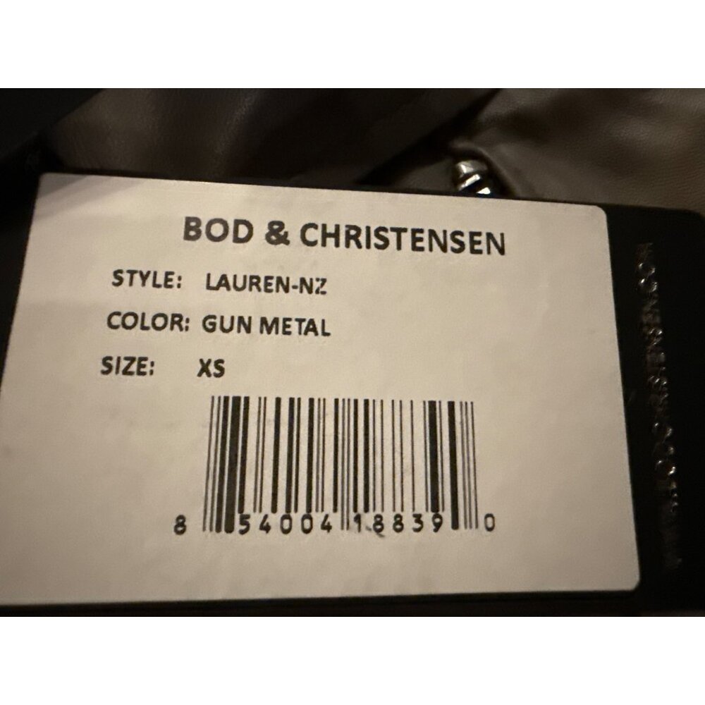 Bod & Christensen Lauren Leather Motorcycle Jacket Gunmetal Women's XS New - Picture 5 of 8